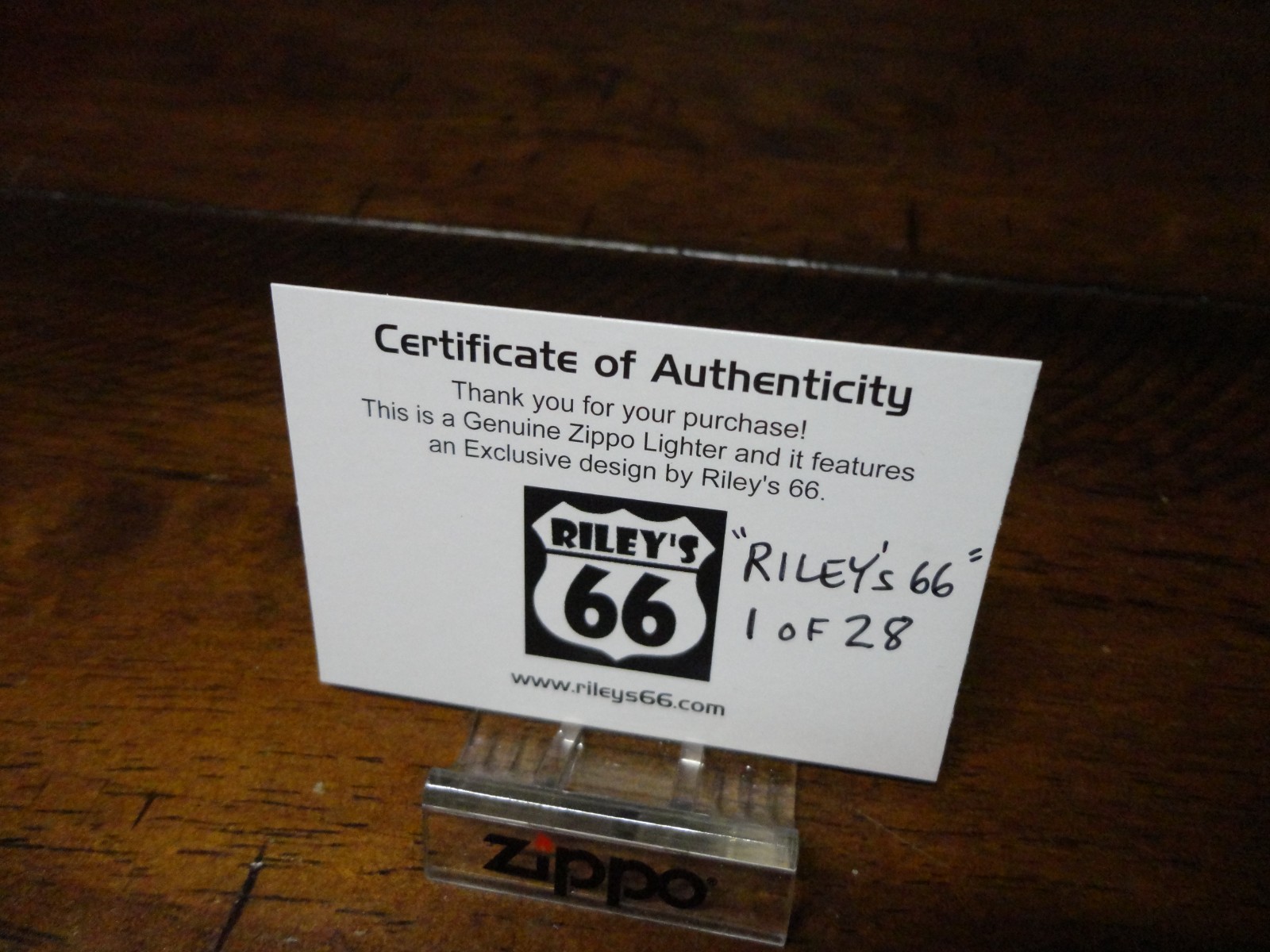 RILEY’S 66 BRASS ZIPPO LIGHTER MINT IN BOX LOOK 1 OF 28