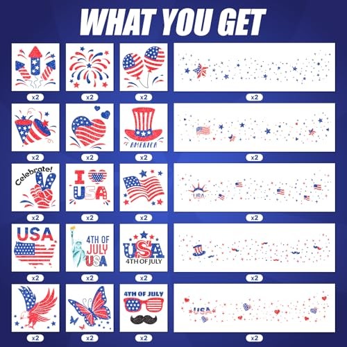 4th of July Decorations, Glitter Freckles Face Tattoo with American Flag