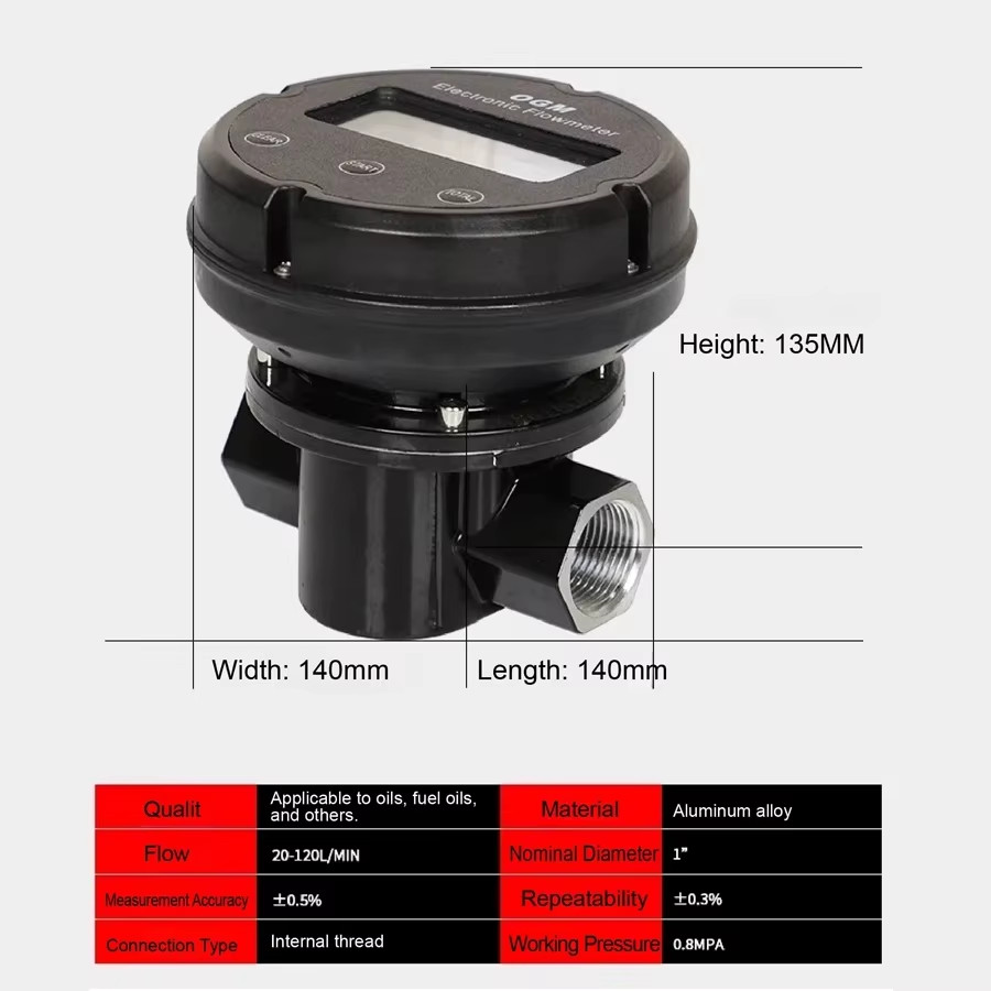 OGM Digital Oval Gear Flow Meter 1inch High Precision Electronic Fuel Diesel Gas