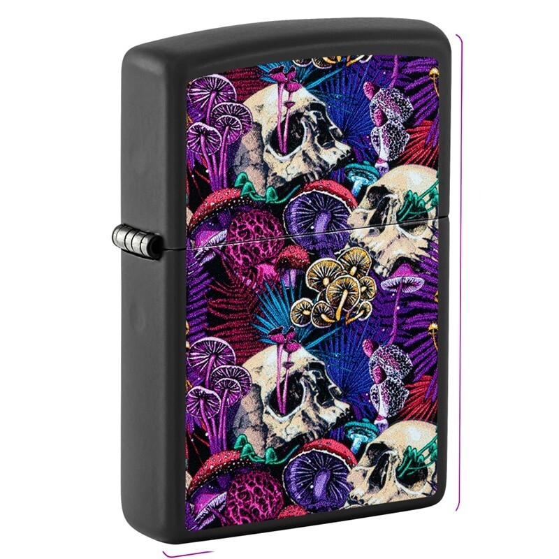 Zippo Petrol Lighter Psychedelic Mushroom Design Black Matt Windproof New