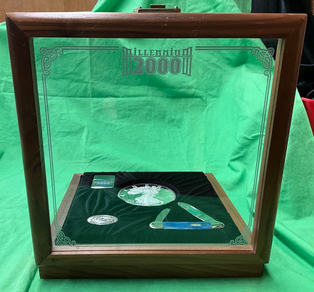 FINE SILVER .999 1/2 TROY LB COIN CASE & ZIPPO MILLENNIUM 2000 COLLECTABLE SET