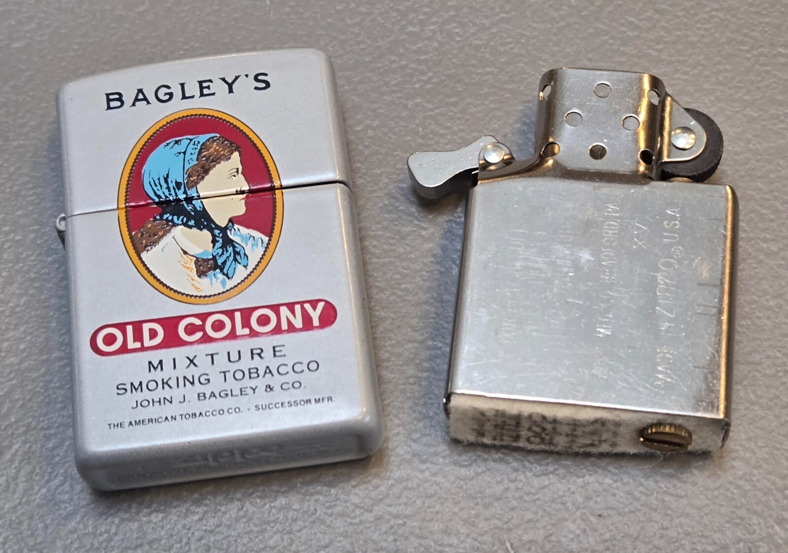 ZIPPO BAGLEY’S OLD COLONY MIXTURE SMOKING TOBACCO 1999 Lighter