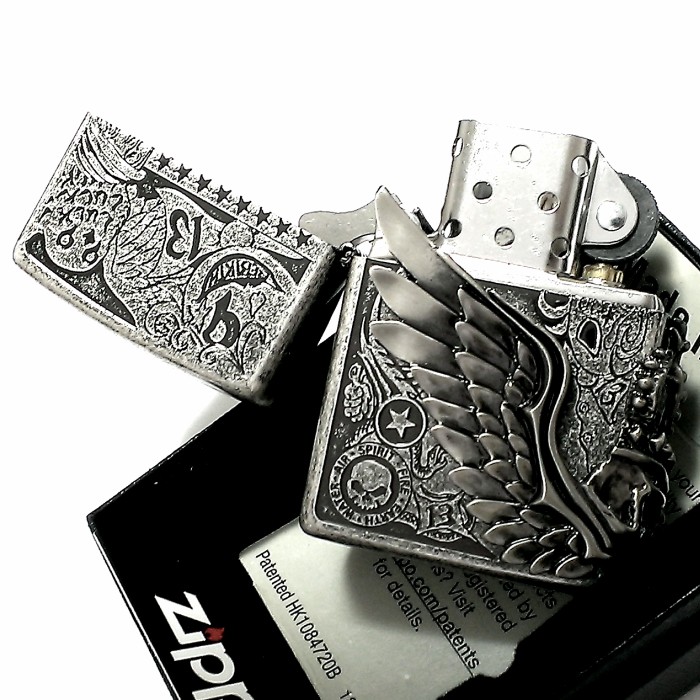 Zippo Fortune Head Silver Oxidized Skull 3 Sided Engraving Lighter Fortune Head