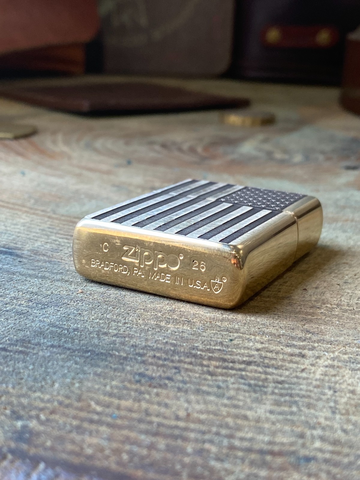 American Flag | USA Flag Zippo Armor Brass | Deep Engraved