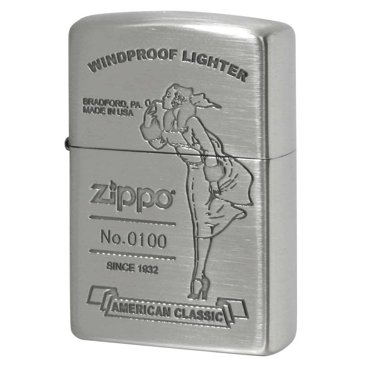 Zippo Lighter CASE ONLY Windy Girl American Classic Silver Serial Number Present
