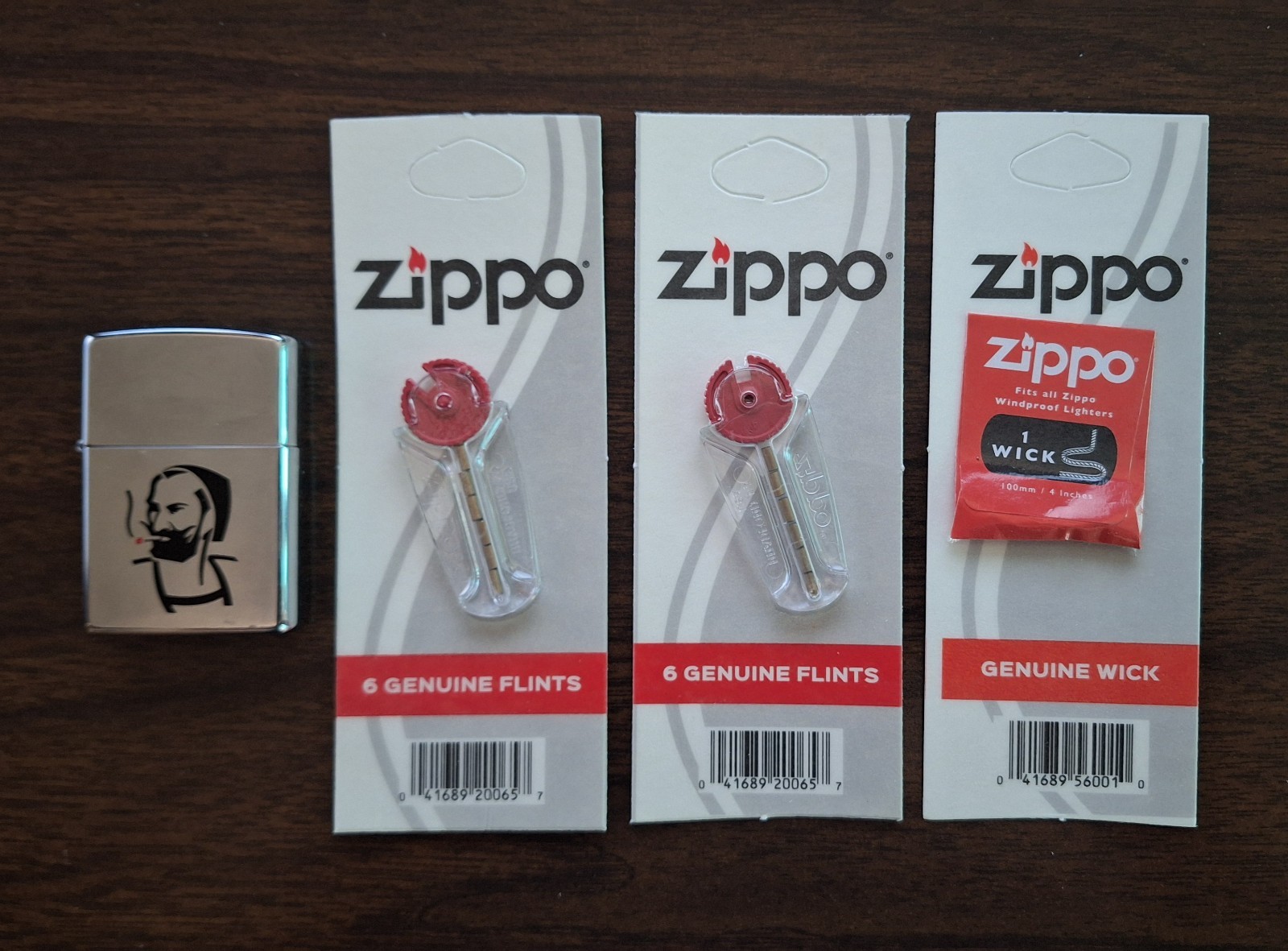 Zippo Lighter (Zig Zag Insignia) With Spare Flints and Wick