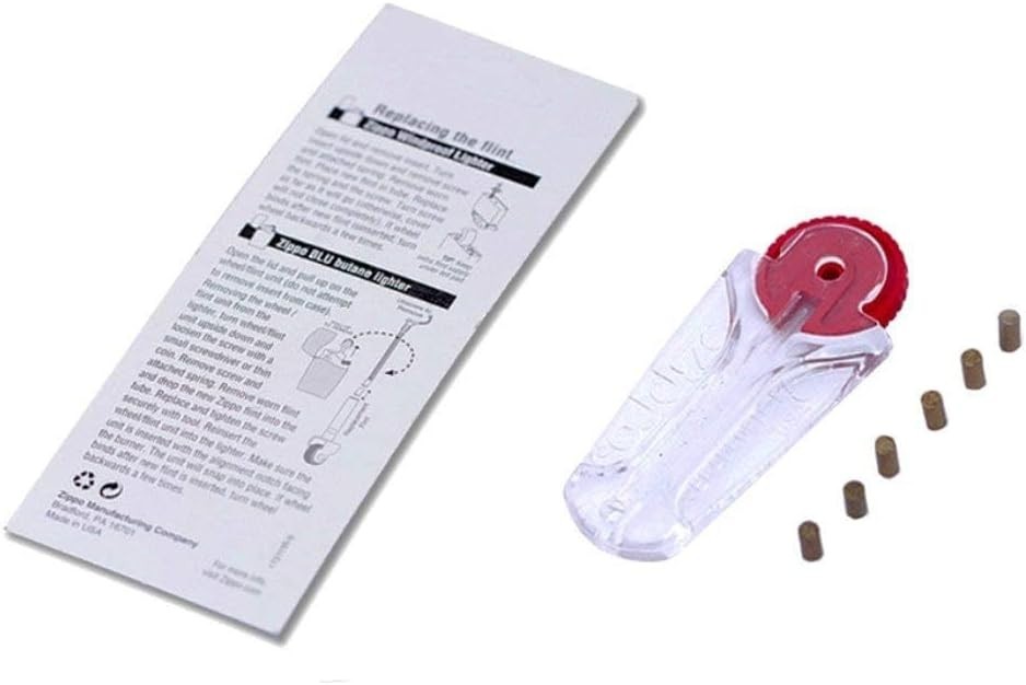 30 Genuine Brass Flints in Classic Red – 5 Packs with Dispenser for Lighters