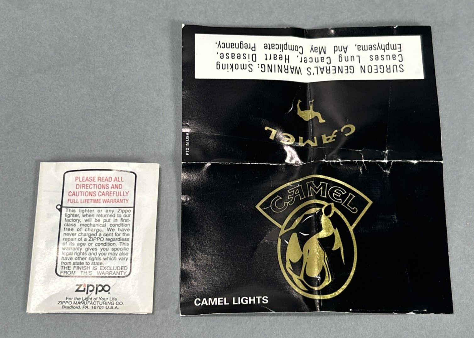 Zippo Lighter Camel Double Sided 22k Gold Plated Over Brass 1995
