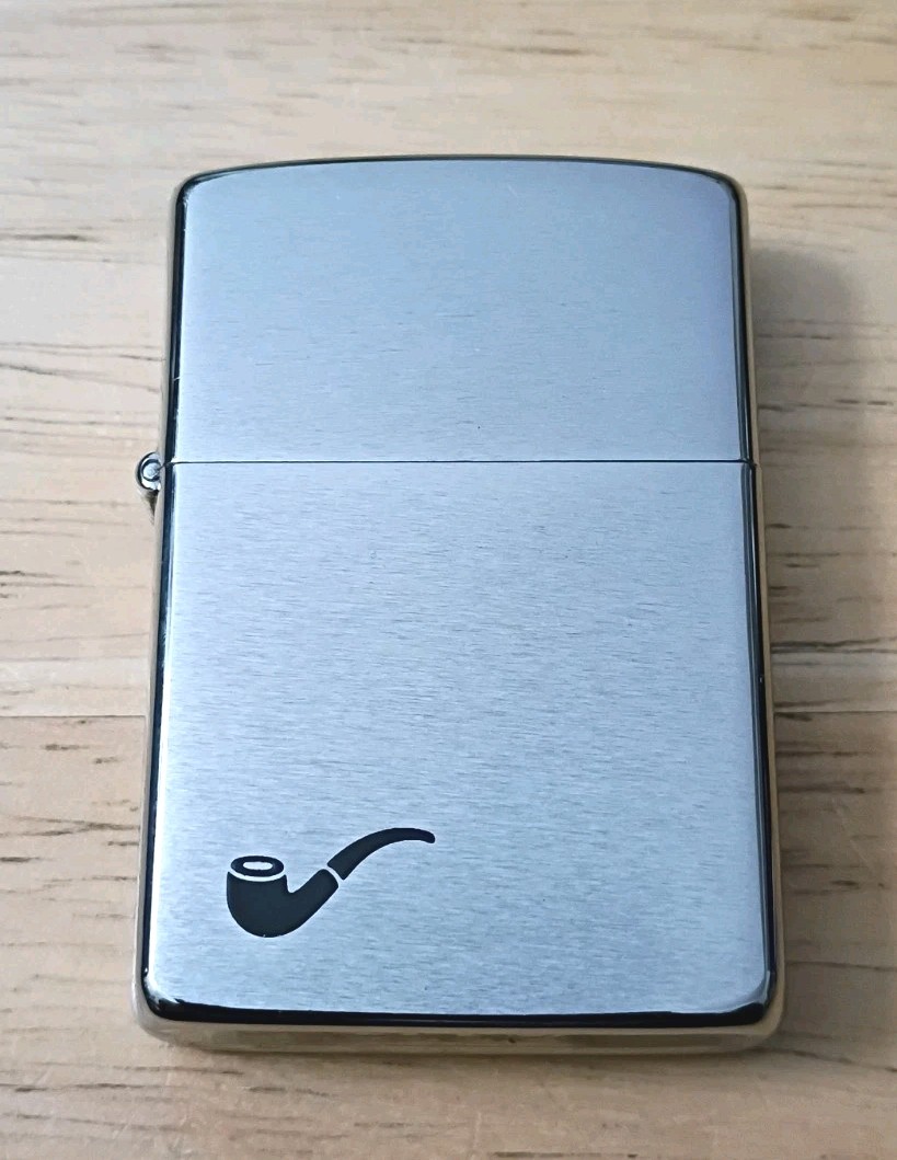 Vintage 1988 Brushed Chrome Zippo Smoking Pipe Lighter