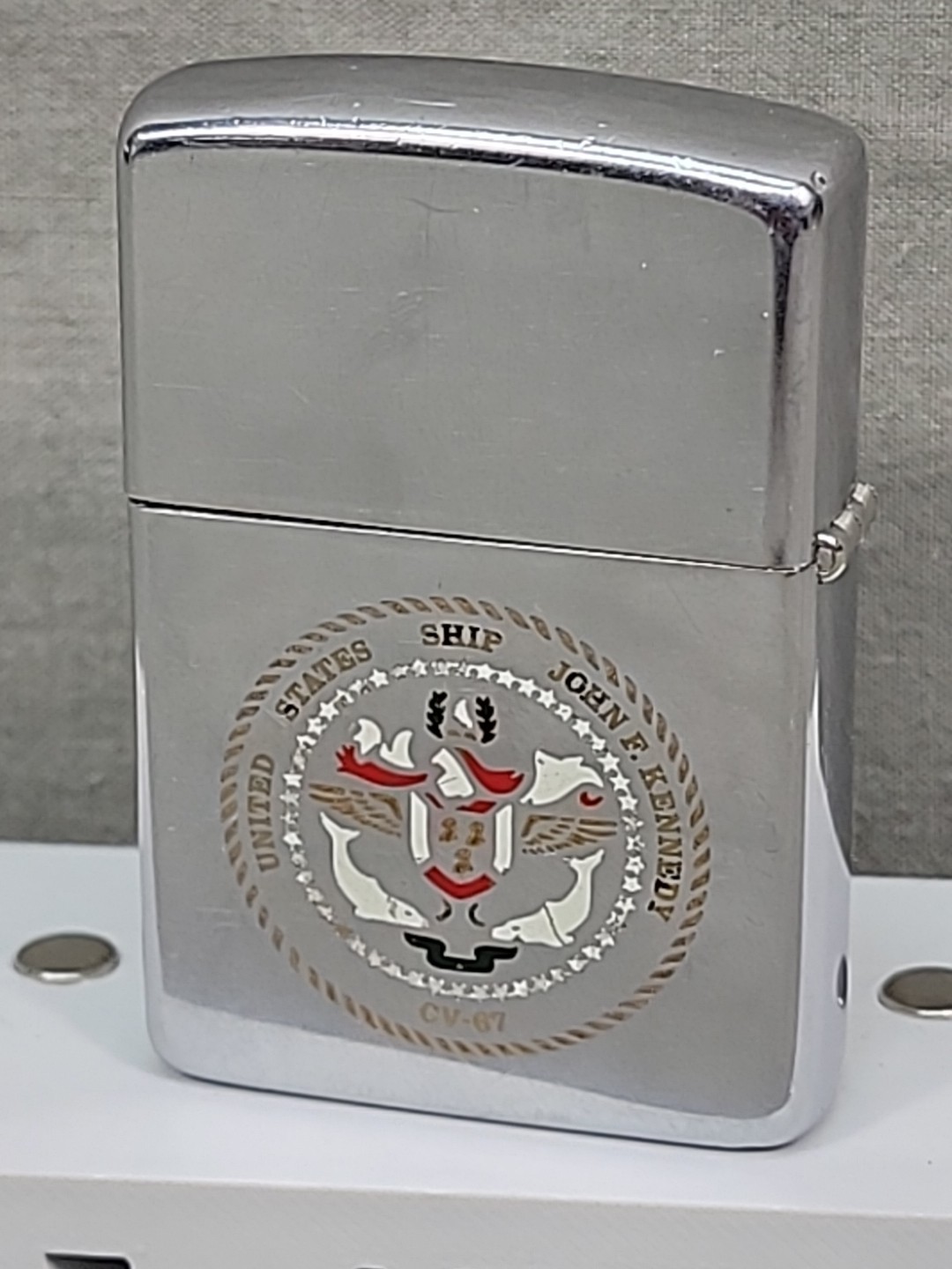 Vintage E / IV 1988 USS John F Kennedy CV-67 Double Sided Graphic Zippo Lighter