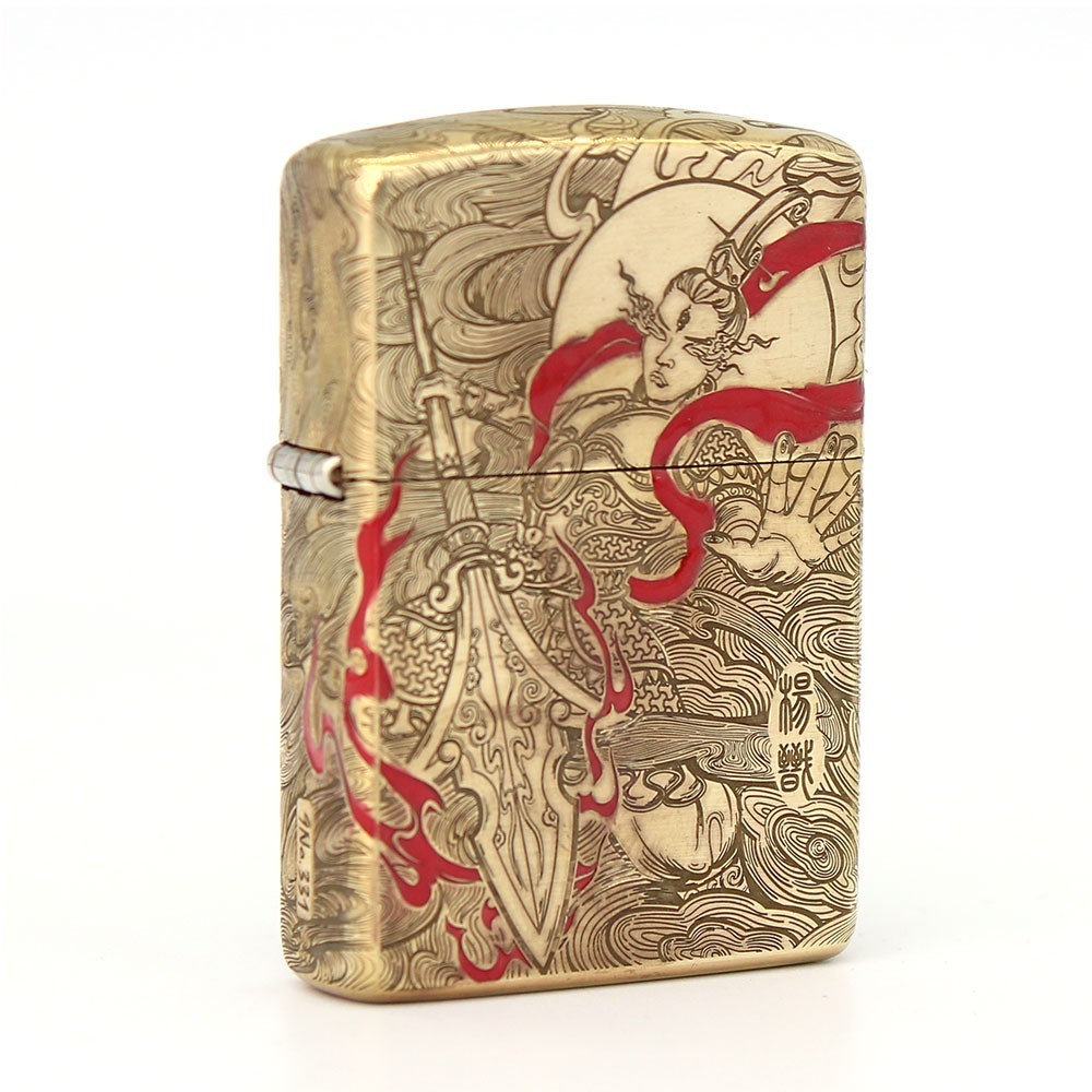 Zippo lighter 168 Armor Custom/ Full Sides Engraving & Painting Lunatic Samurai