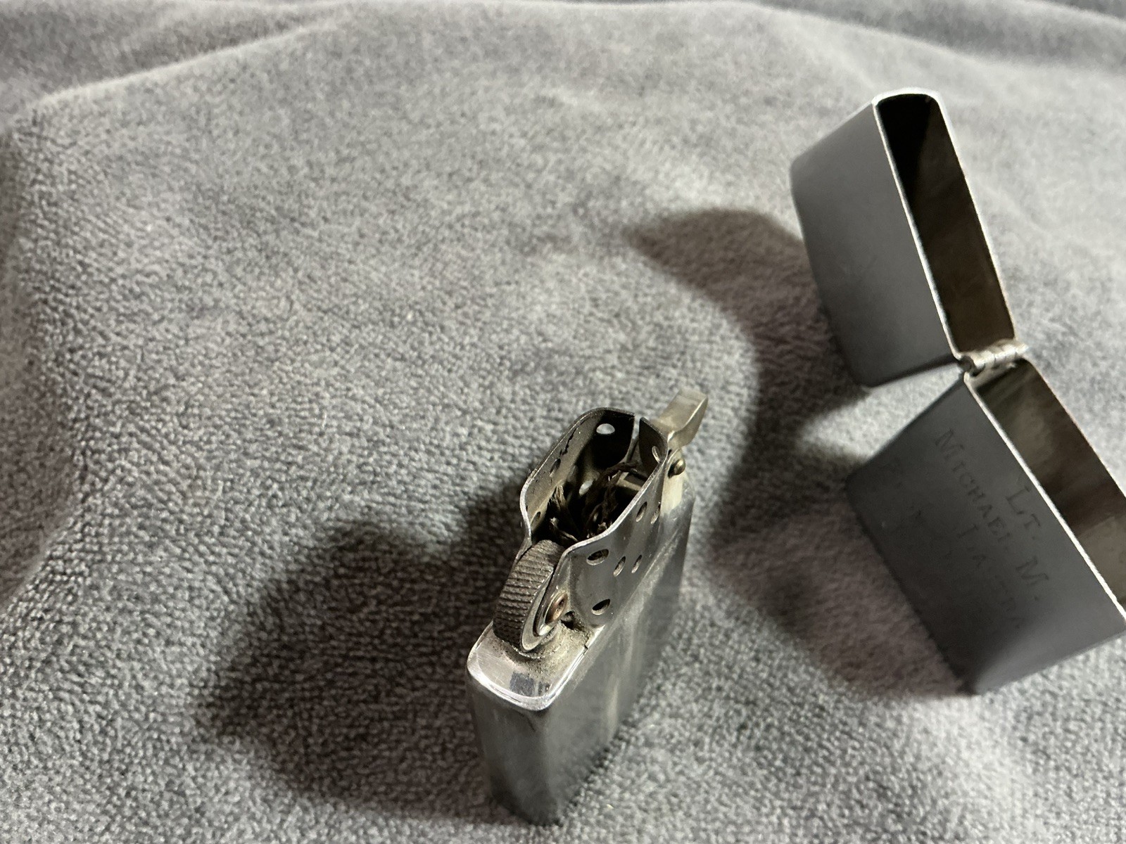 Vintage ZIPPO 2032695 Steel Case Veteran’s Engraved Lighter With Correct Insert