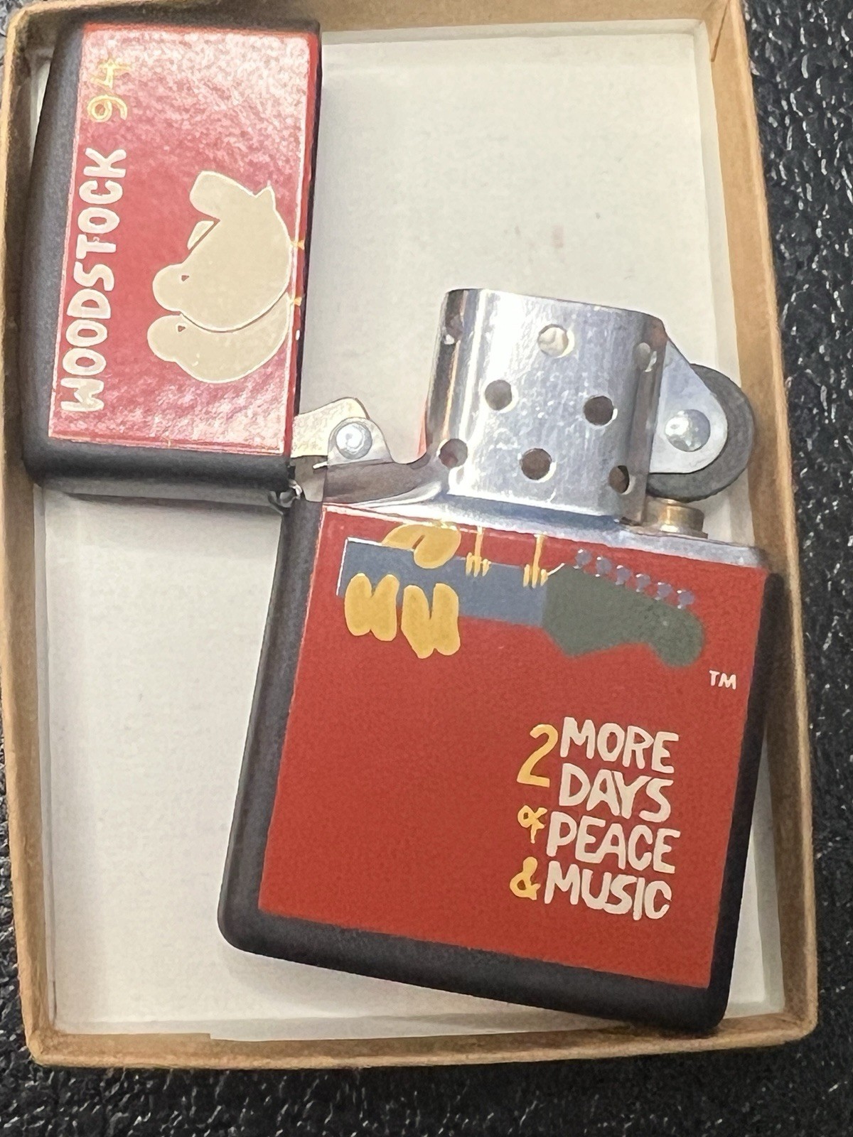 Zippo Woodstock 94 Double Dove 2 More Days of Peace & Music Black Collector Nice