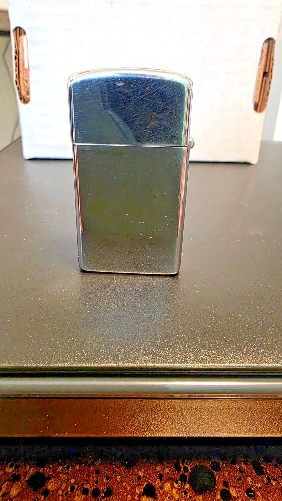 VINTAGE 1966 ZIPPO HIGH POLISH CHROME LIGHTER. FORMICA ADVERTISING. GREAT USED