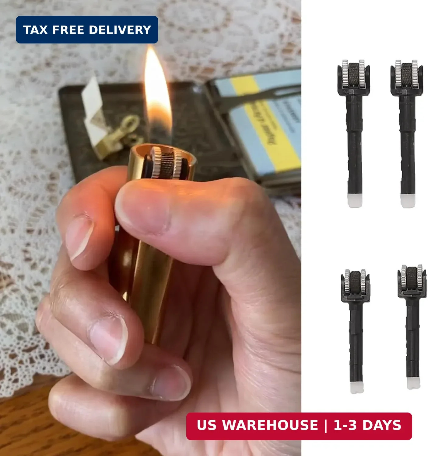 4 Pack Flint Wheel Replacement Barrel Friction Spark Striker Mechanism Rod Stem