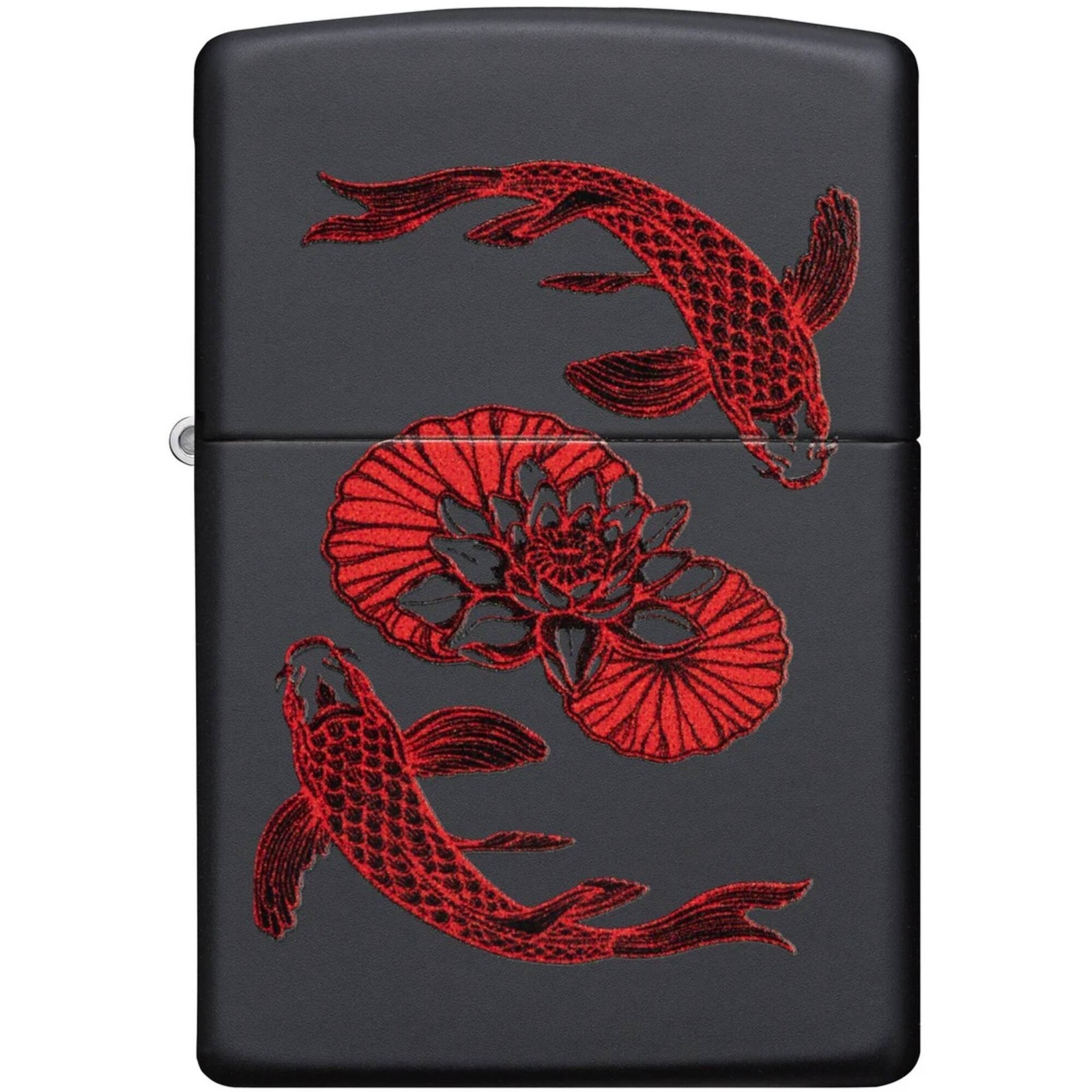 Zippo Windproof Pocket Lighter Koi Fish Design Classic Matte Black Finish 49922