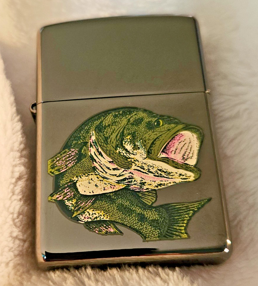 Zippo Lighter 2003 Zippo Outdoor Series: FISH, Black Ice, New in Box
