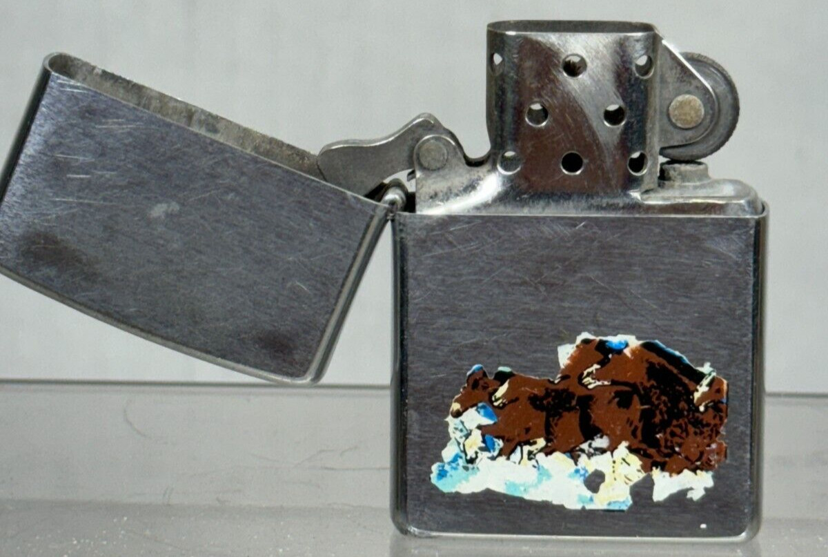 Vintage Zippo Lighter Clydesdales Horses Painted Bradford PA Made In USA