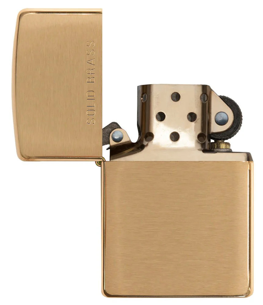 Zippo Brushed Brass Lighter, WIth Solid Brass, Item 204, New In Box