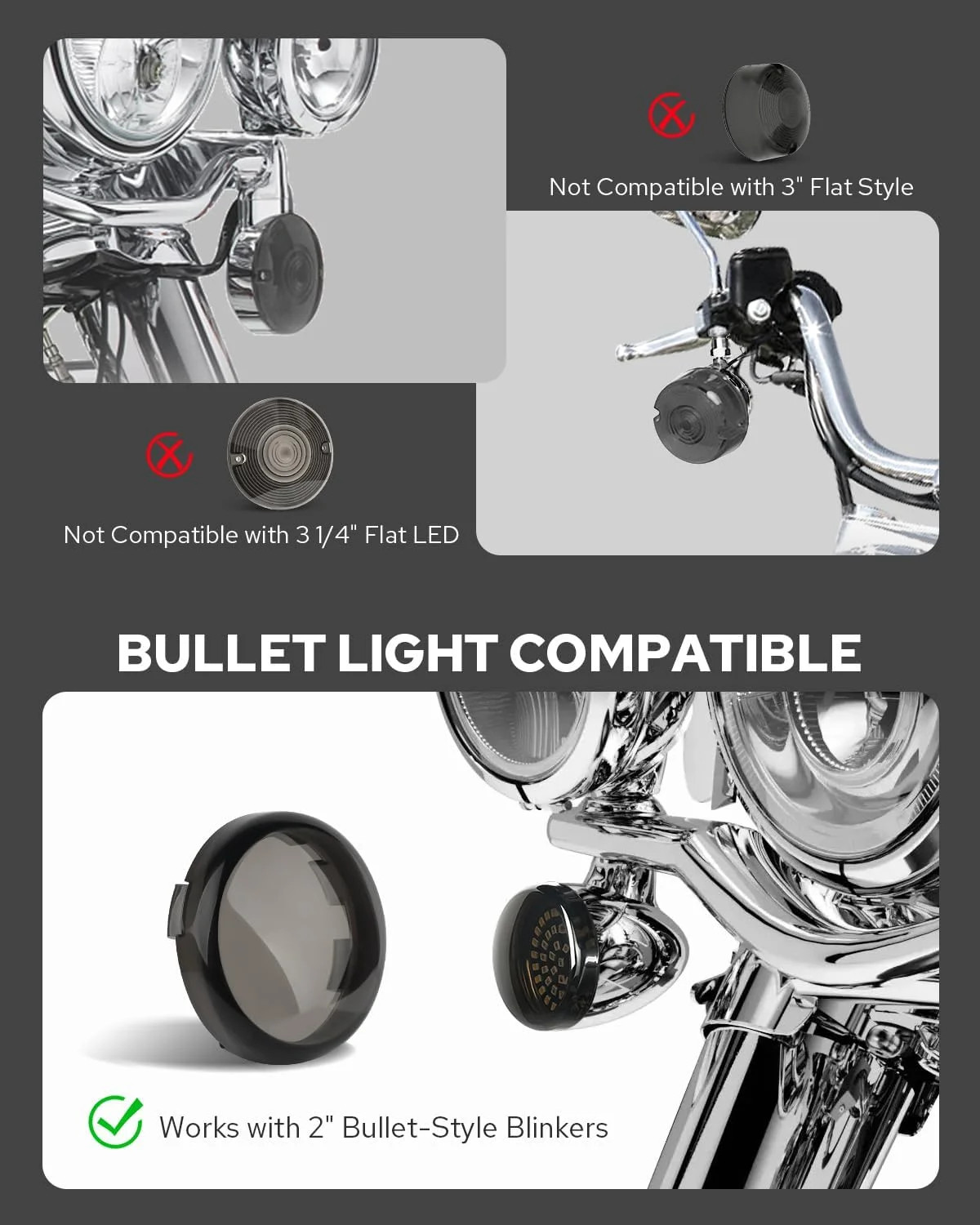 Benlari 1157 2″ Bullet Rear Turn Signal Lights 1156 bullet led motorcycle blinke