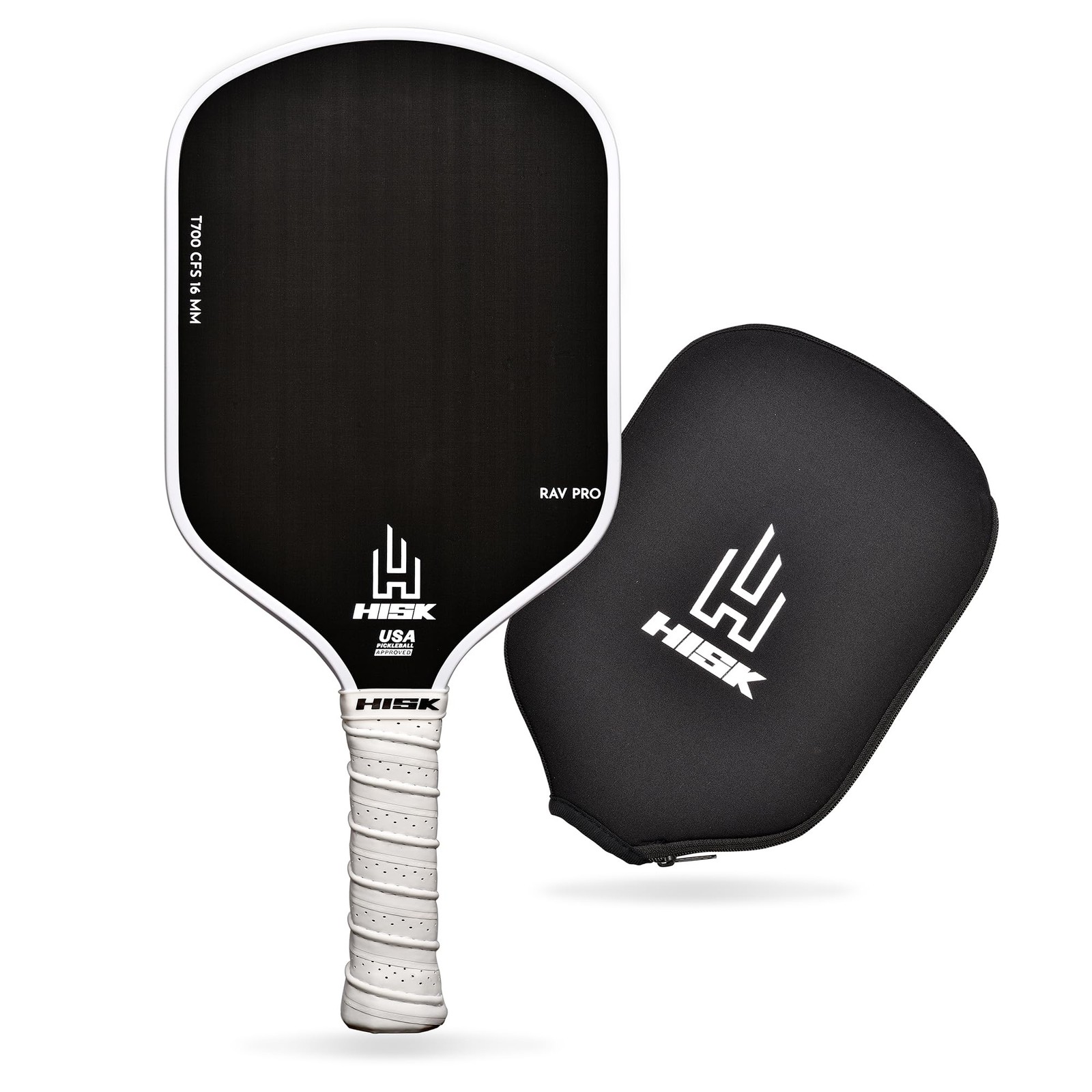 HISK RAV PRO Pickleball Paddle – T700 Raw Carbon Fiber, 16mm, Foam Edge