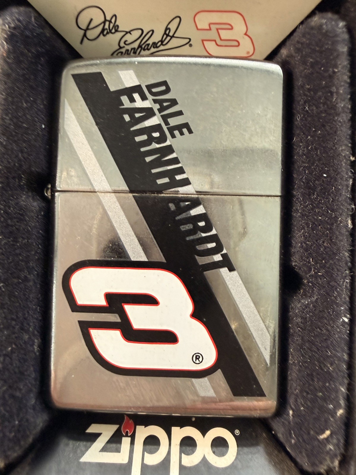 MINT Zippo 24684 Dale Earnhardt Sr #3 Lighter Diagonal Stripe Graphics Box