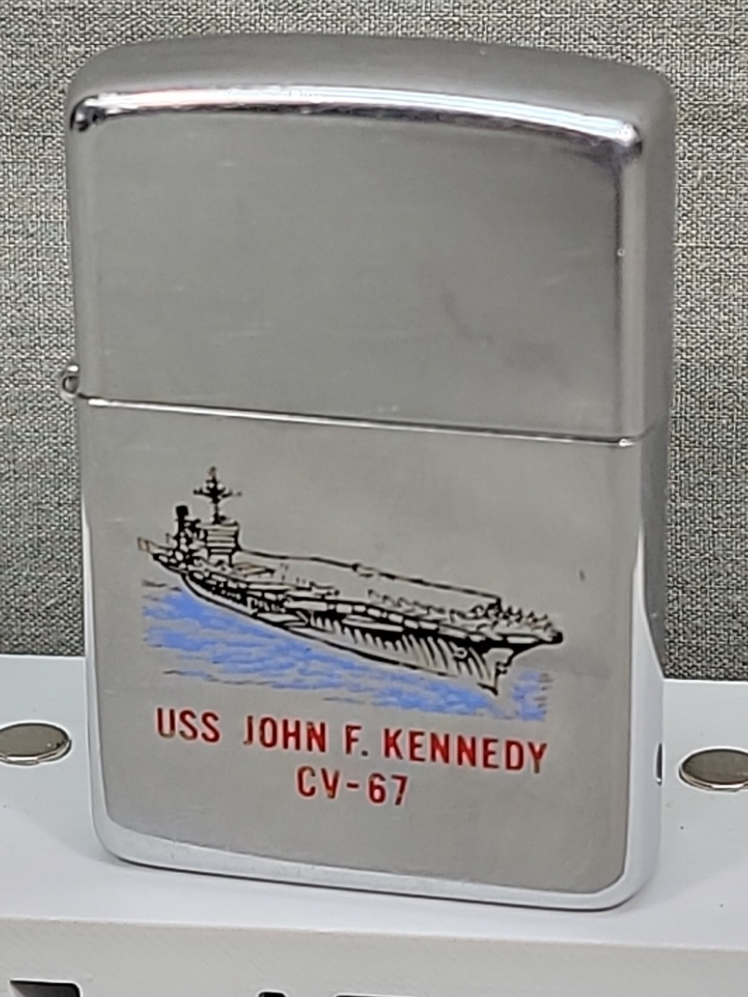 Vintage E / IV 1988 USS John F Kennedy CV-67 Double Sided Graphic Zippo Lighter