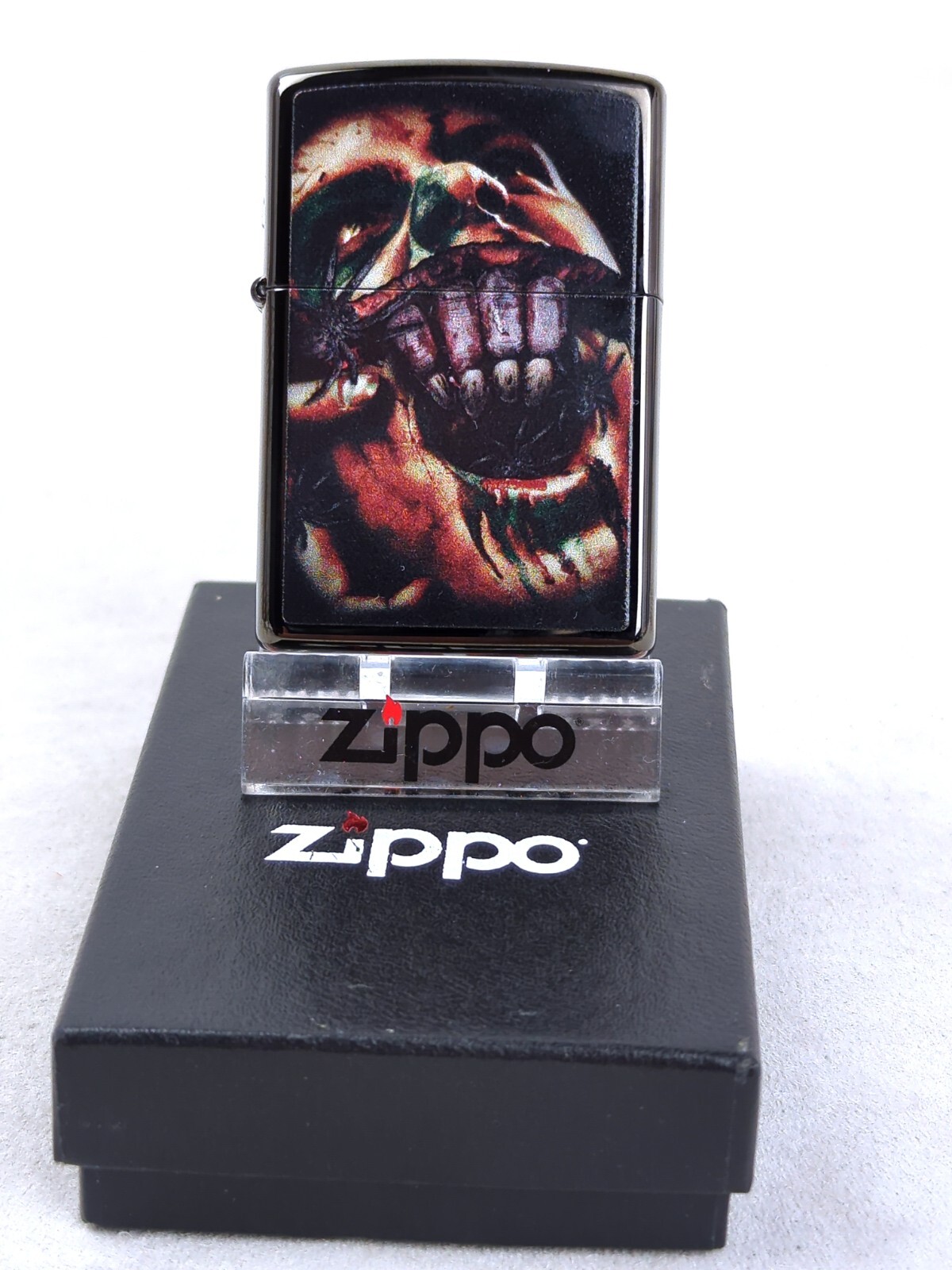 Zippo 49117 SPLIT FACE DESIGN on High Polish Black Windproof Lighter MARCH 2019