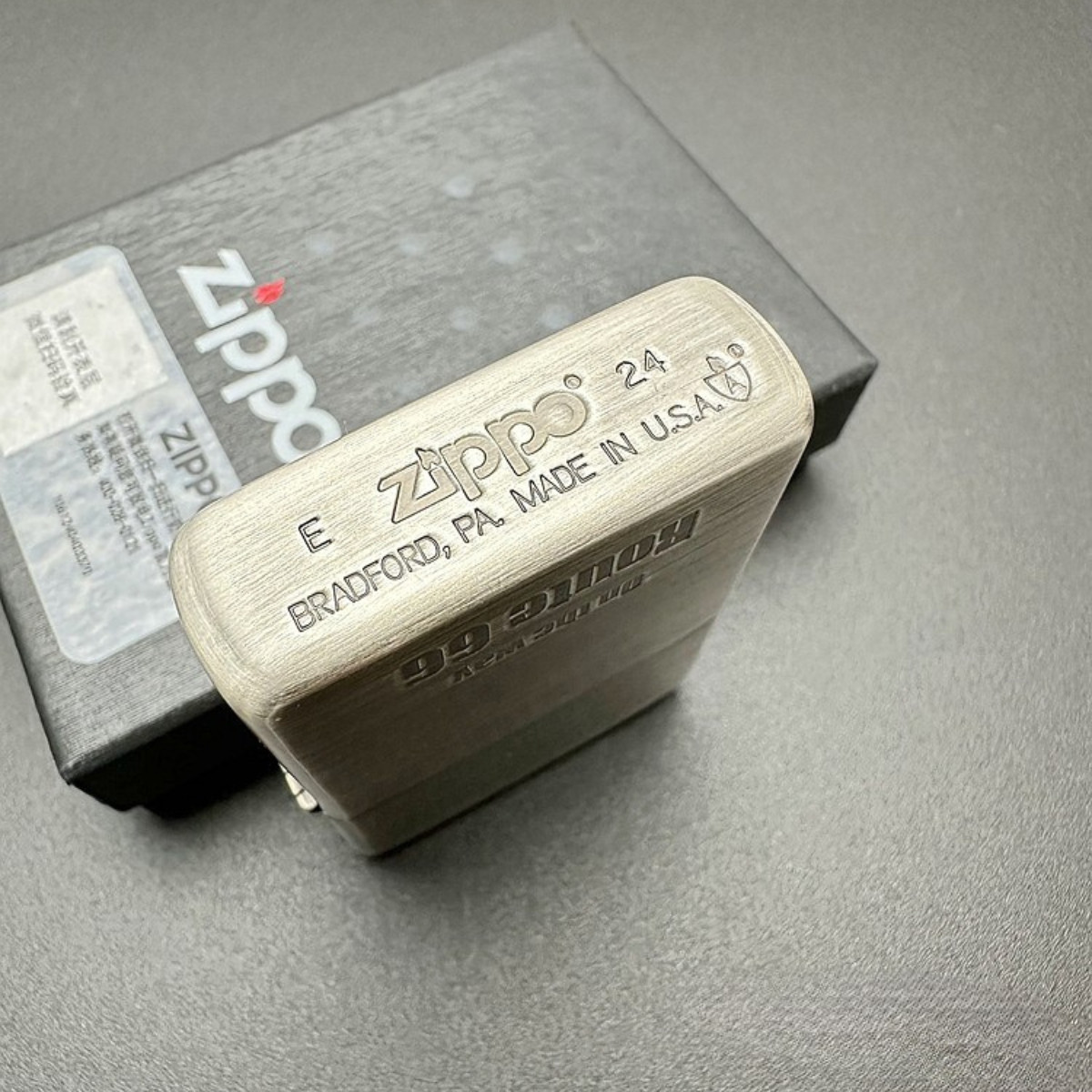 Zippo Route 66 Lighter Smoked Silver Armor Relief On the Way Collectible