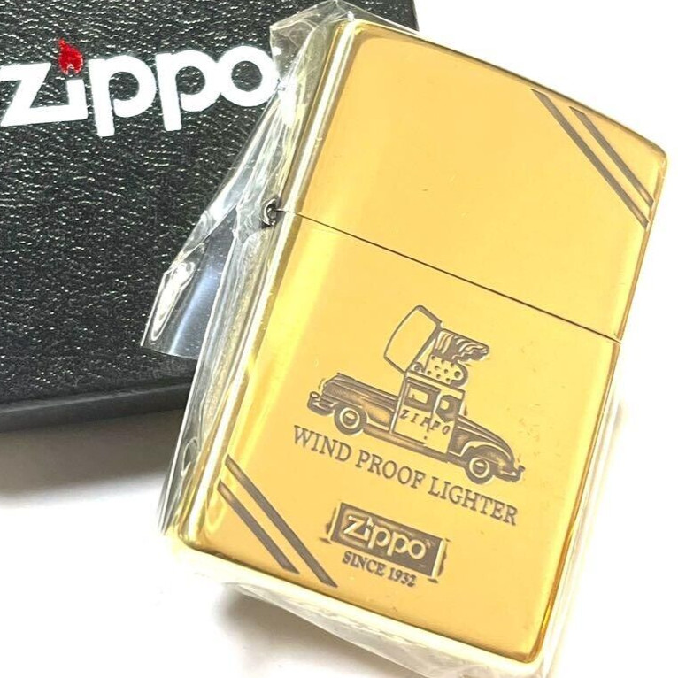 Zippo Lighter Classic Car Diagonal Line Gold Brass Regular Case Japan