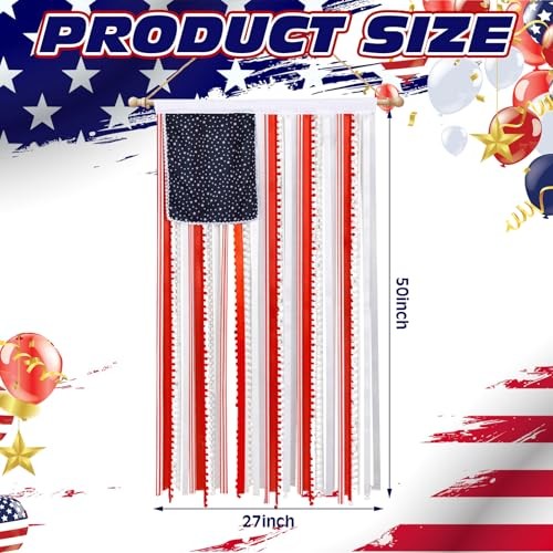 4th of July USA Flag Decoration 4 x 2.3 ft Patriotic Rag Flag Banner Red