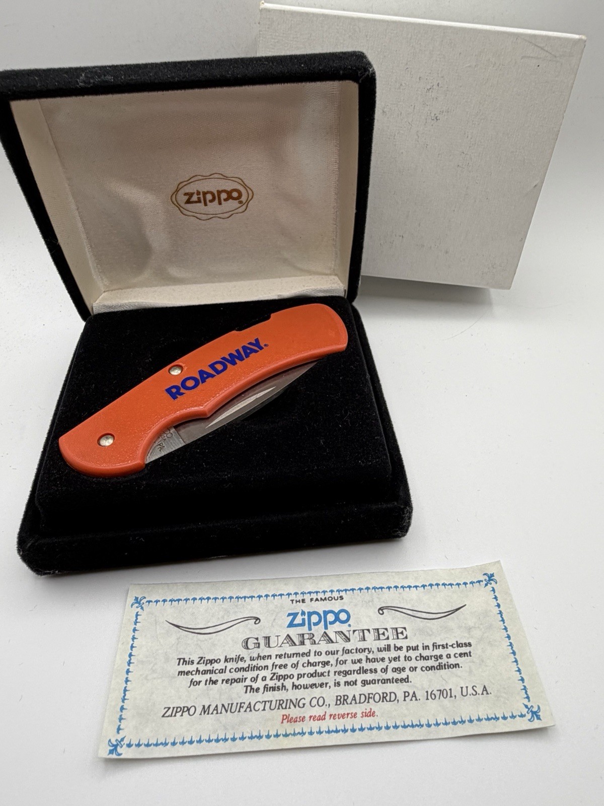 Vintage Roadway Trucking Advertising Log Stainless Zippo Pocket Knife New