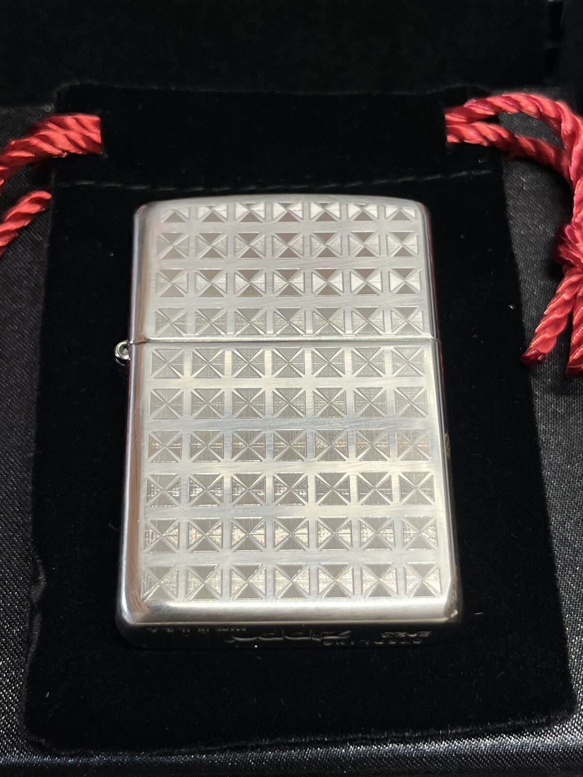 Zippo Sterling Silver With Gold Insert Elegant Squares Zippo Lighter