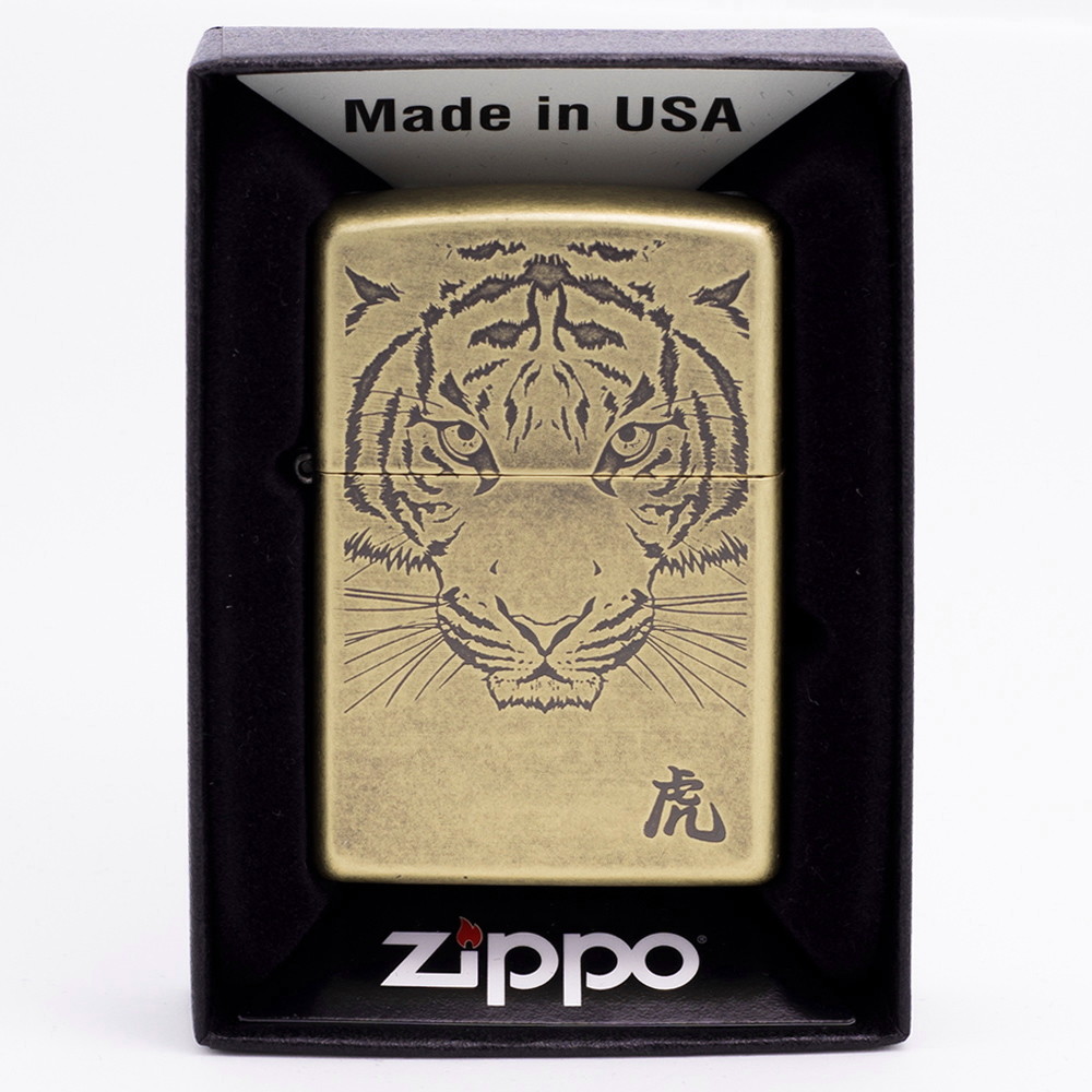 Zippo Lighter Tiger Face BR Genuine 6 Flints set GIFT- FREE Shipping