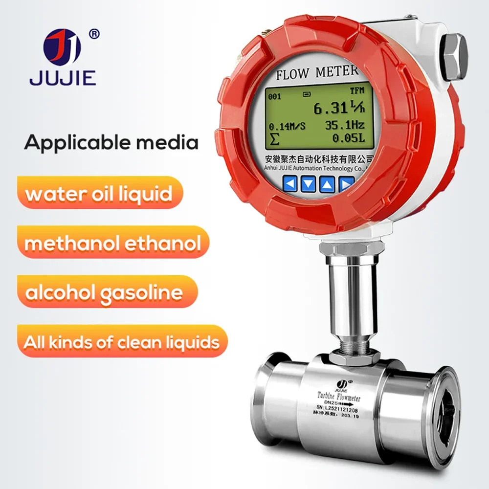 Digital Display Turbine Flow Meter Food Grade Stainless Steel OEM Water Fuel Oil