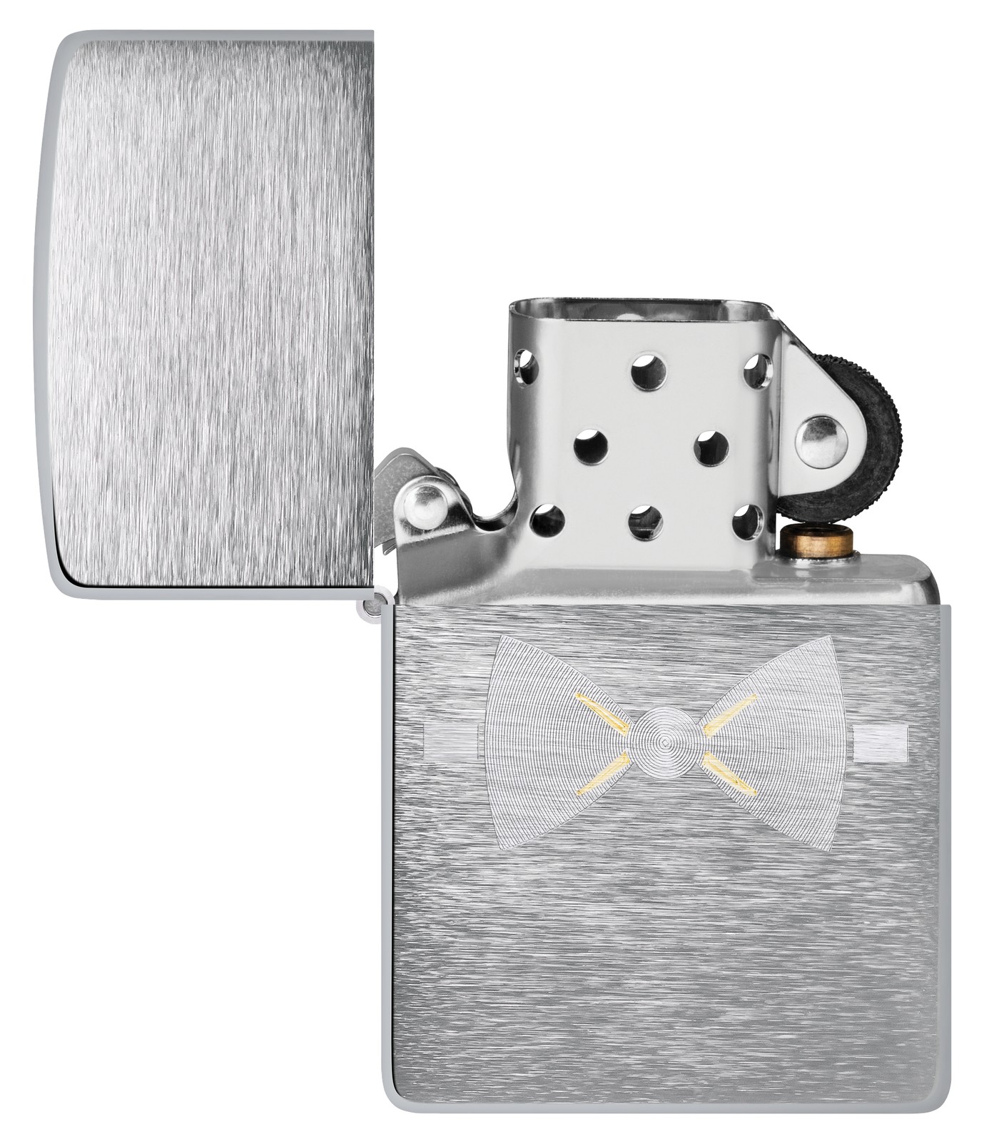 Zippo Gold Bowtie Brushed Chrome Windproof Pocket Lighter, 200-106191