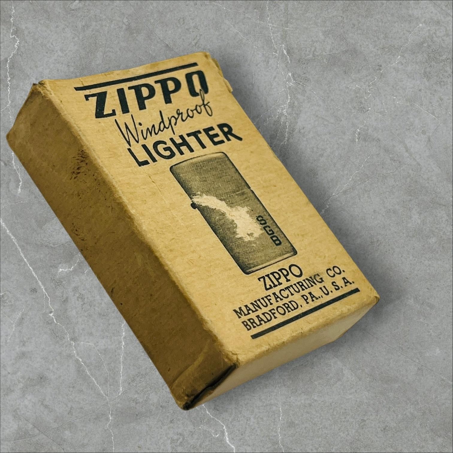 Vintage Zippo Windproof Lighter Box Only 1940s Bradford PA Top Load