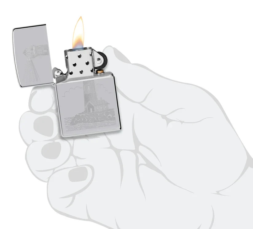 Zippo Lighthouse High Polish Chrome Auto Engrave 46725