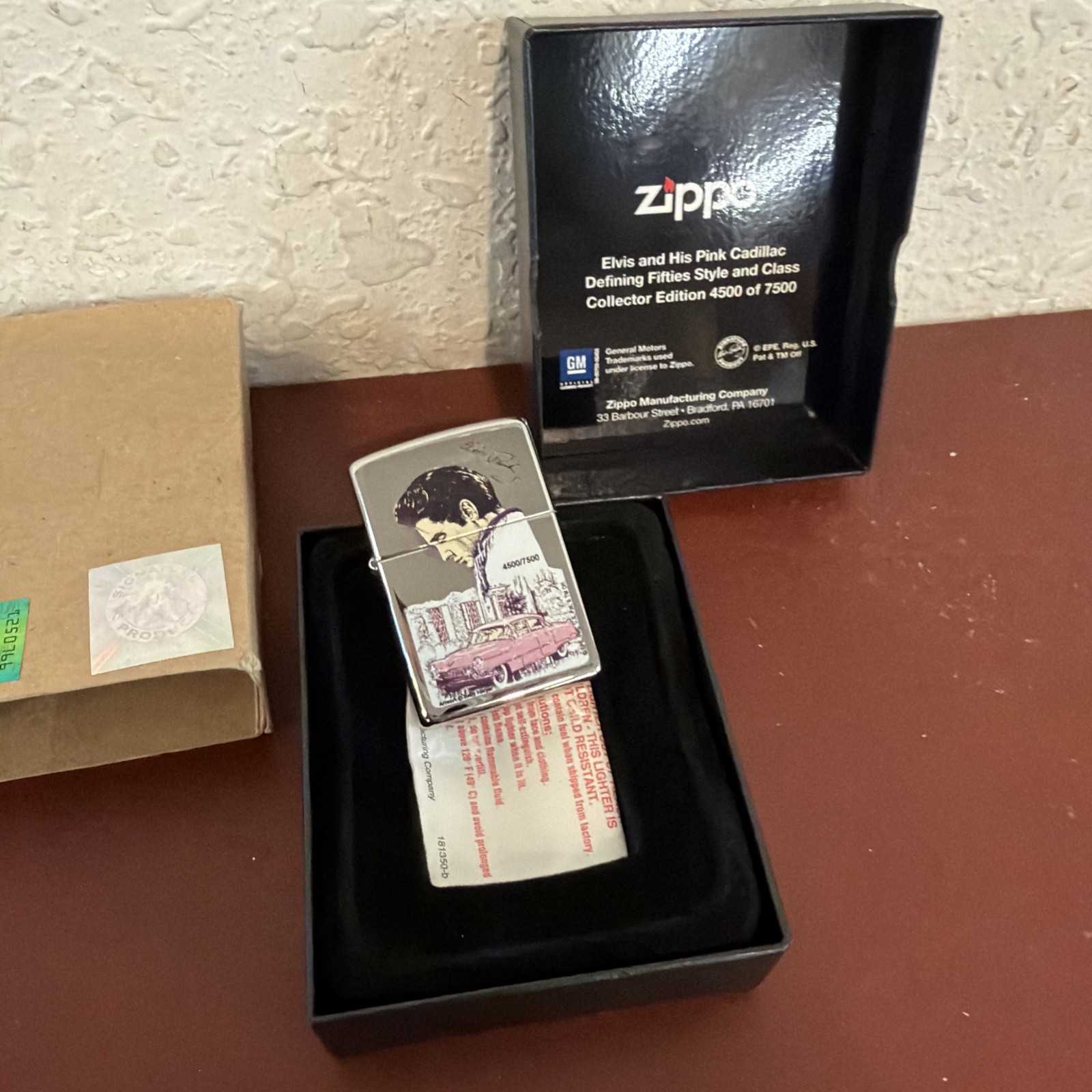 ELVIS PRESLEY 4500 of 7500 HARPER PINK CADILLAC ZIPPO LIGHTER General Motors Box
