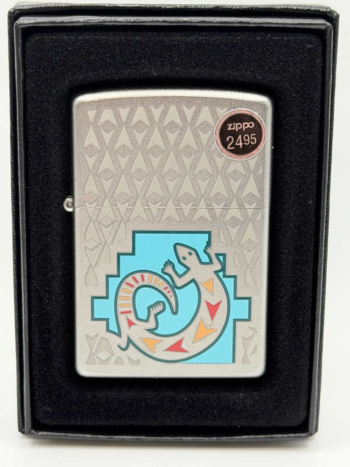 Vintage 2008 Zippo Choice Painted Lizard Chrome Zippo Lighter New B6