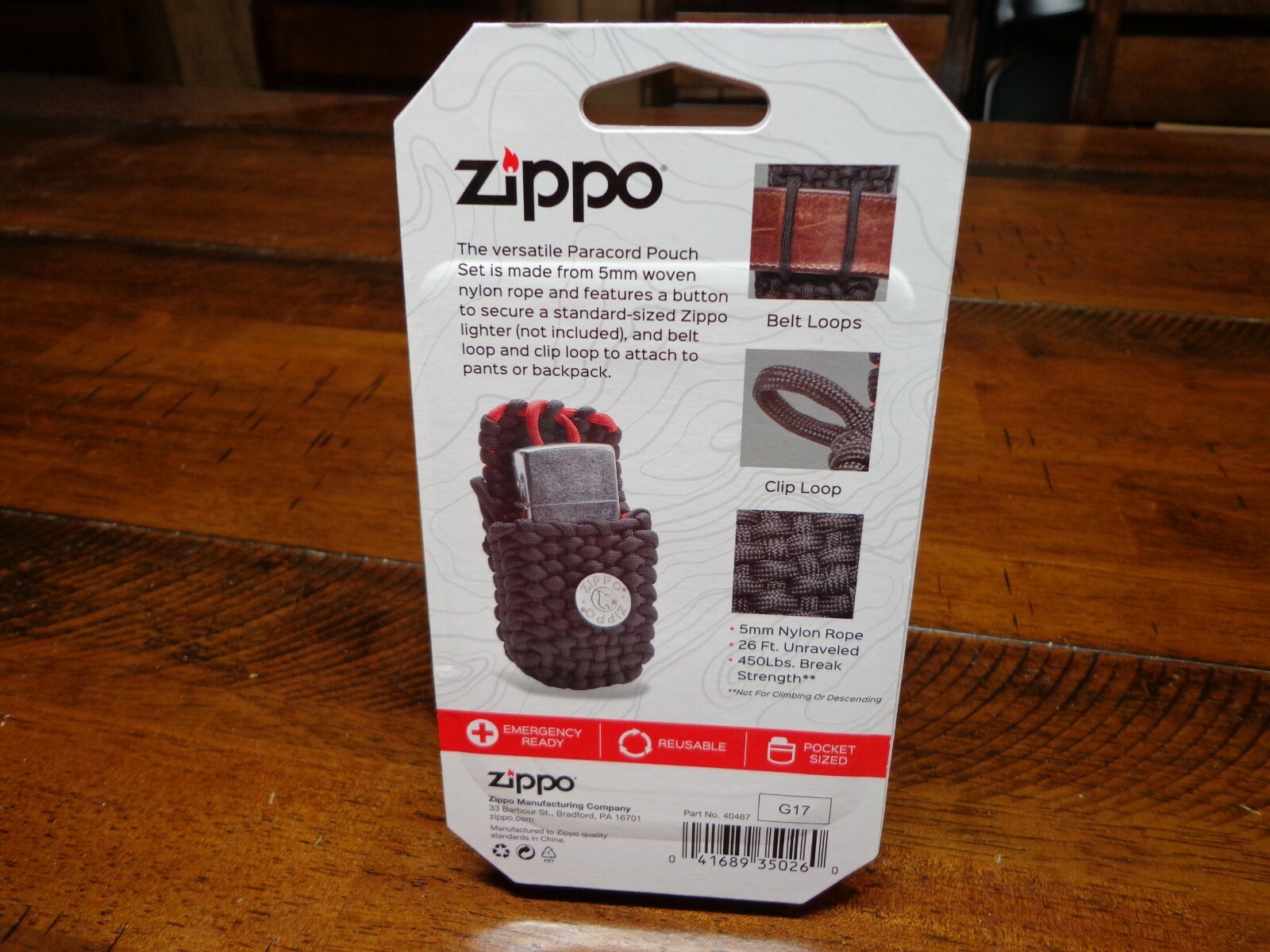 ZIPPO PARACORD POUCH EDC NO LONGER MADE MINT IN BLISTER PACKAGE 40467