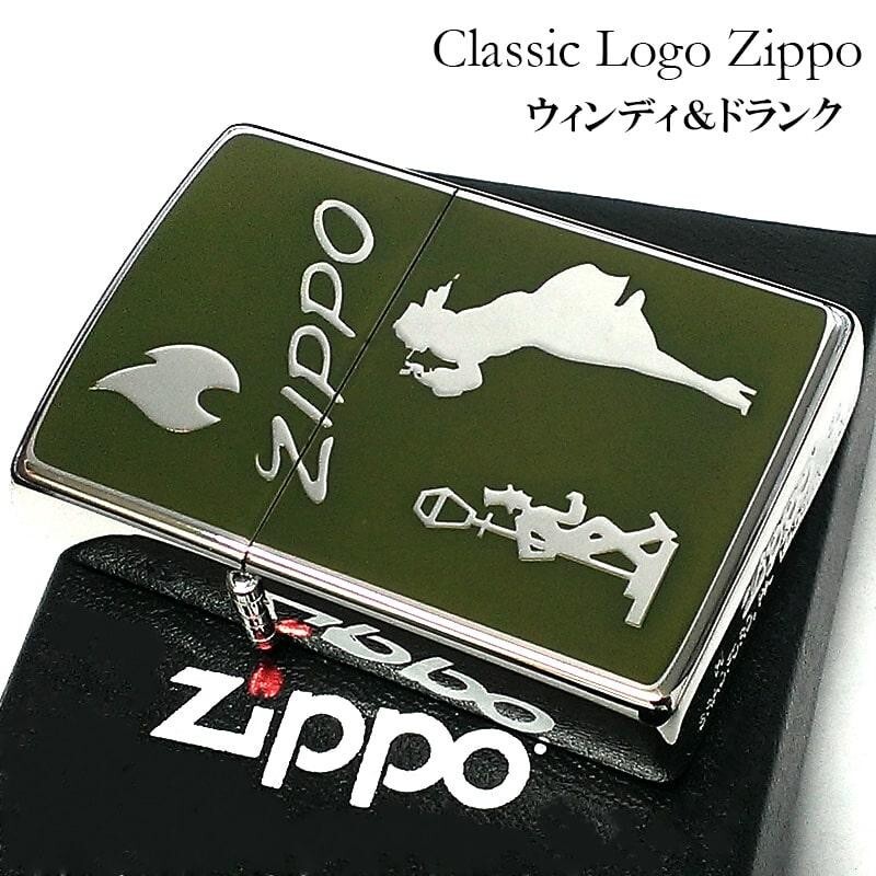 Zippo Oil Lighter Windy Girl Drunk Khaki Flame Zippo Logo Japan