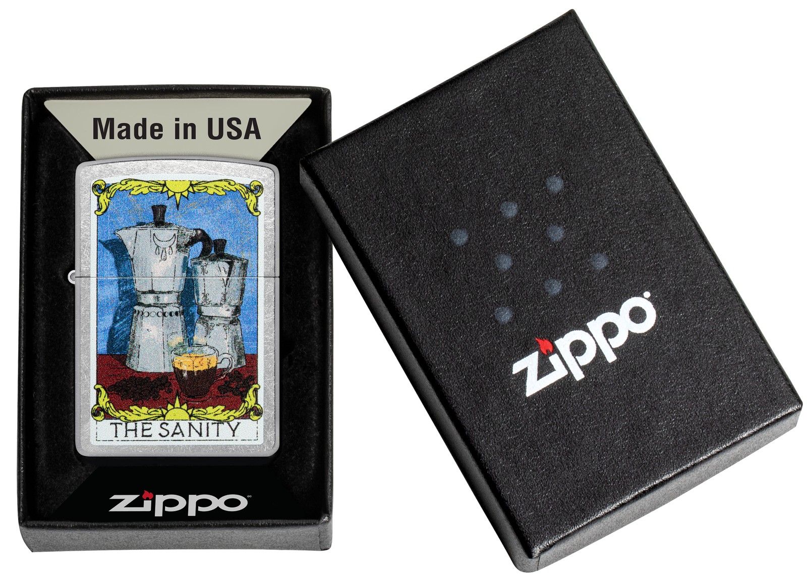 Zippo Coffee Sanity Street Chrome Windproof Lighter, 207-110765