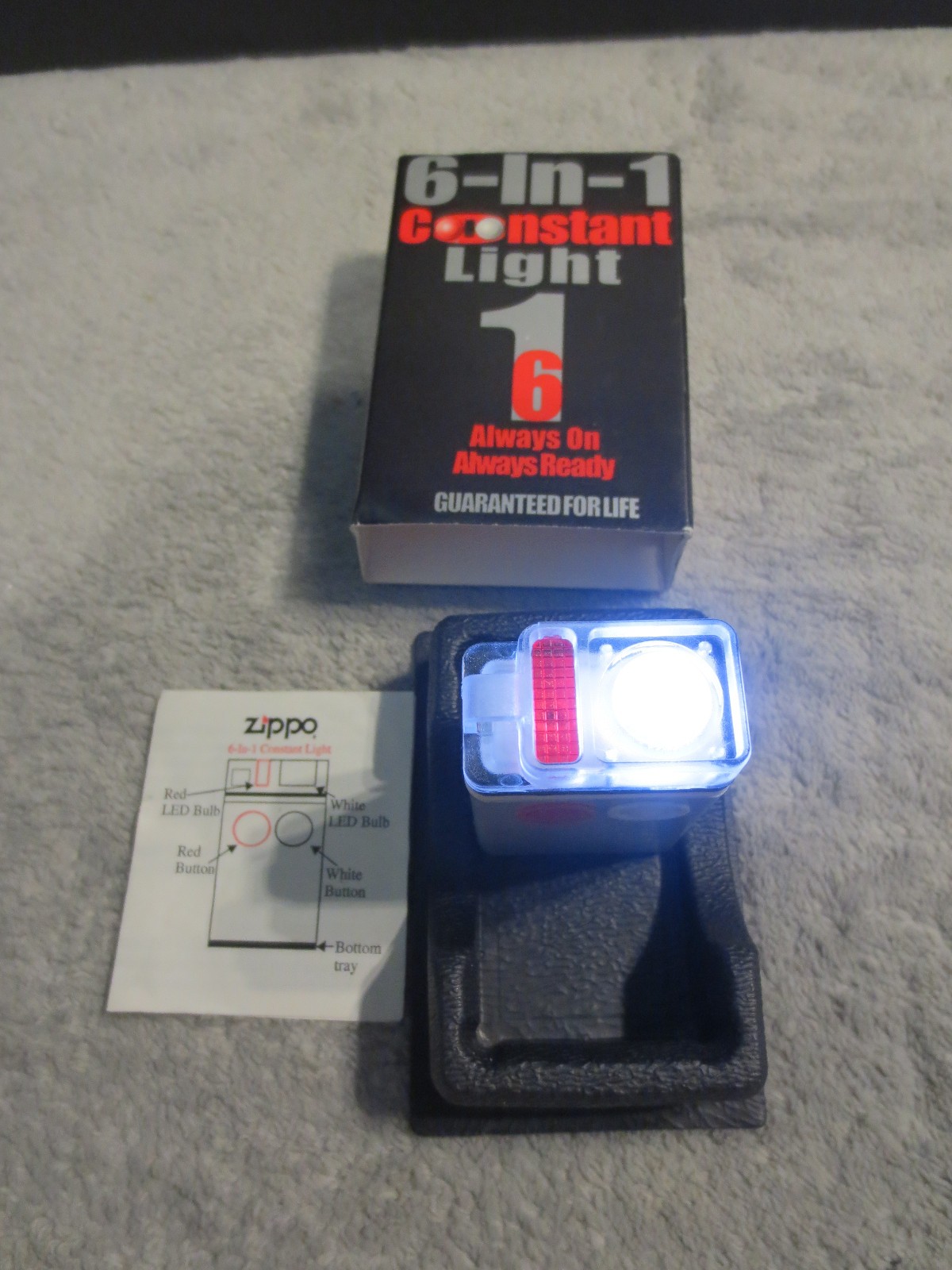 Zippo 6-In-1 Constant Light LED Flashlight – NOS – New Batteries