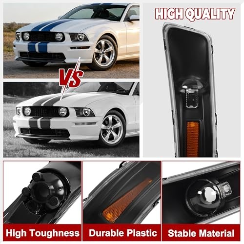 Pair Turn Signal Lights Compatible with 2005-2009 Clear Lens Black Housing