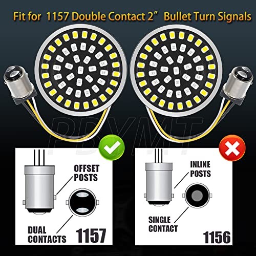 1157 LED Front Turn Signal Light 2″ Bullet Smoke Lens Cover Kit Compatible