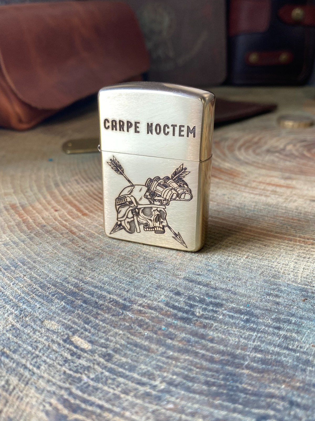 Carpe Noctem Custom Engraved Zippo | Solid Brass Armor Case | Made in USA
