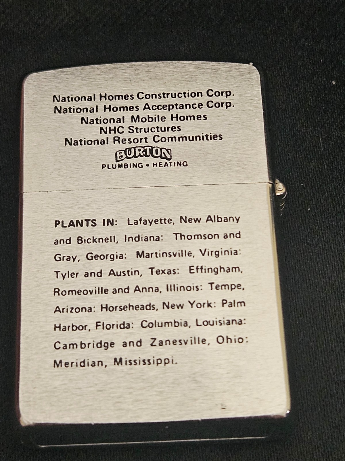 Vintage National Homes Corp. 400,000th Home Delivered Zippo – 1971 – DUAL SIDED