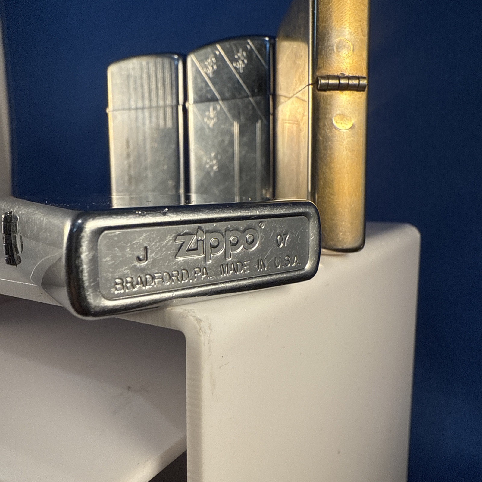 Zippo Lighters (Lot Of 4) Used 2 Slim 2 Regular J 07, A 03, 11 1, 1 1 All Strike