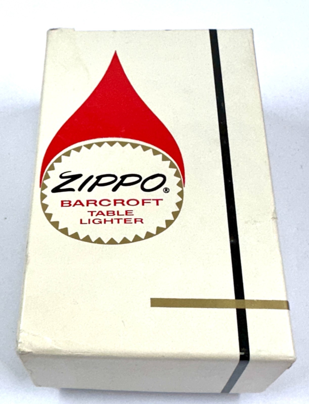 Zippo Barcroft Gold Plated 5 Barrell Hinge Table Lighter in Box Unstruck
